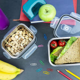 Lurch 240895 Lunchbox Högkvalitativt rostfritt stål Säkerhets-/förvaringslåda med BPA-fritt plastlock 2000 ml klara matförvaringslådor Naty Shop