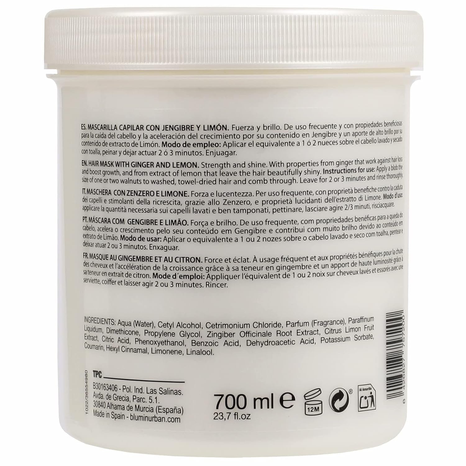 Urban ingefära och citron hårmask, 700 ml Naty Shop hårmask