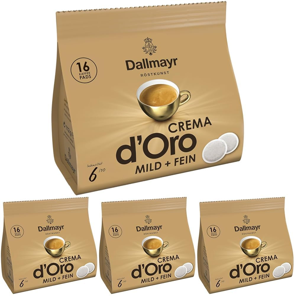 Crema d'Oro milda och fina pads (16 Kaffee Pads) (Packung mit 4)