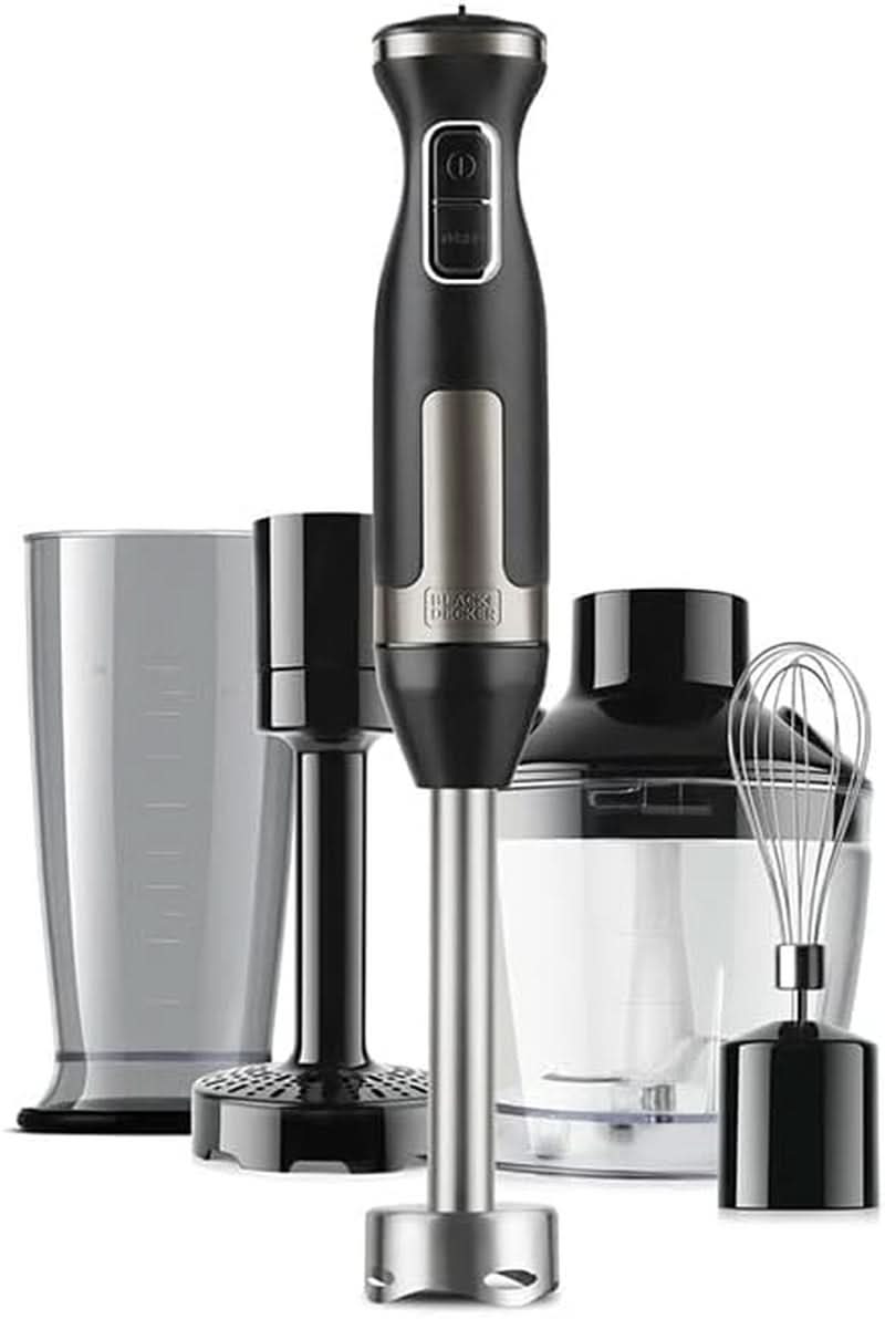 BLACK+DECKER Stativblandare | BXHBA1500E | 1500 Watt | 20 hastigheter | Turbo | Edelstahl | Spritzskydd | Inklusive Pürieraufsatz, Schneebesen, Zerkleinerer Und Messbecher Kitchen Naty Shop Single 4 Zubehörteile 1500W