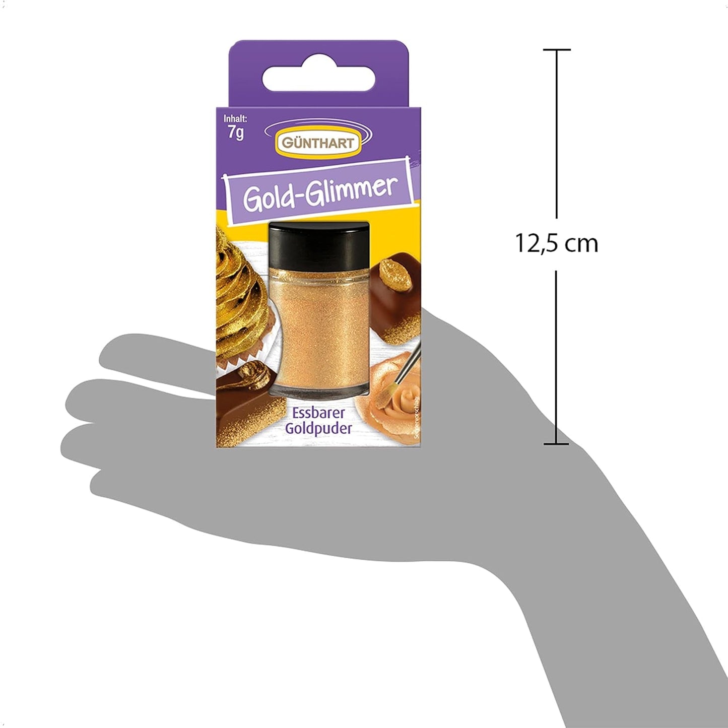 Günthart Backdecor Gold Powder - Ätbart glitter, matfärgningspulver, dryckesglitter - litet glitter med gulddamm för bakentusiaster, 1 förpackning (1 x 7g)