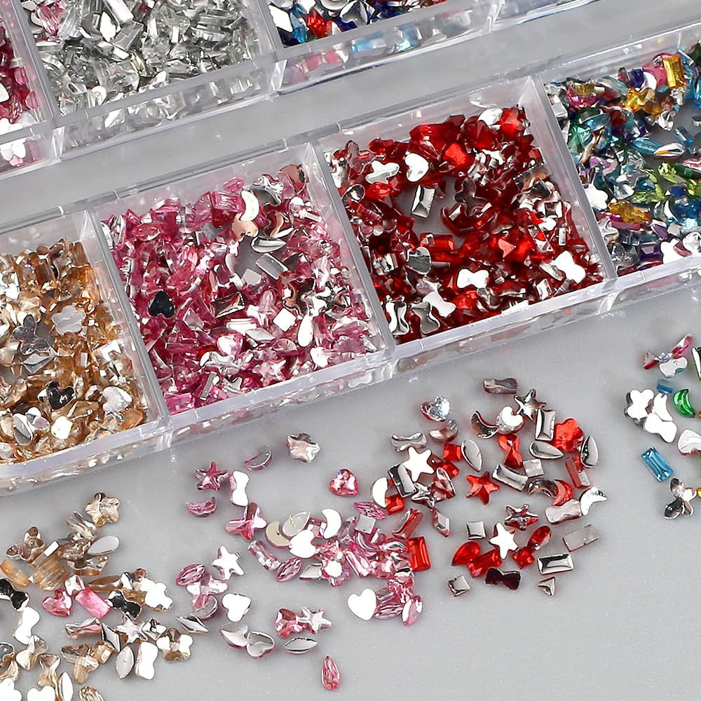 2000st Bunte Strasssteine ​​Nägel Glitzersteine ​​Nail Charms Nailart Edelsteine ​​Nagel Steine ​​Gllitzer Steine ​​Nagel Charms Nägel Zubehör Kristalle Diamant Nageldesign Strass Nail Art Strass Nail Gems