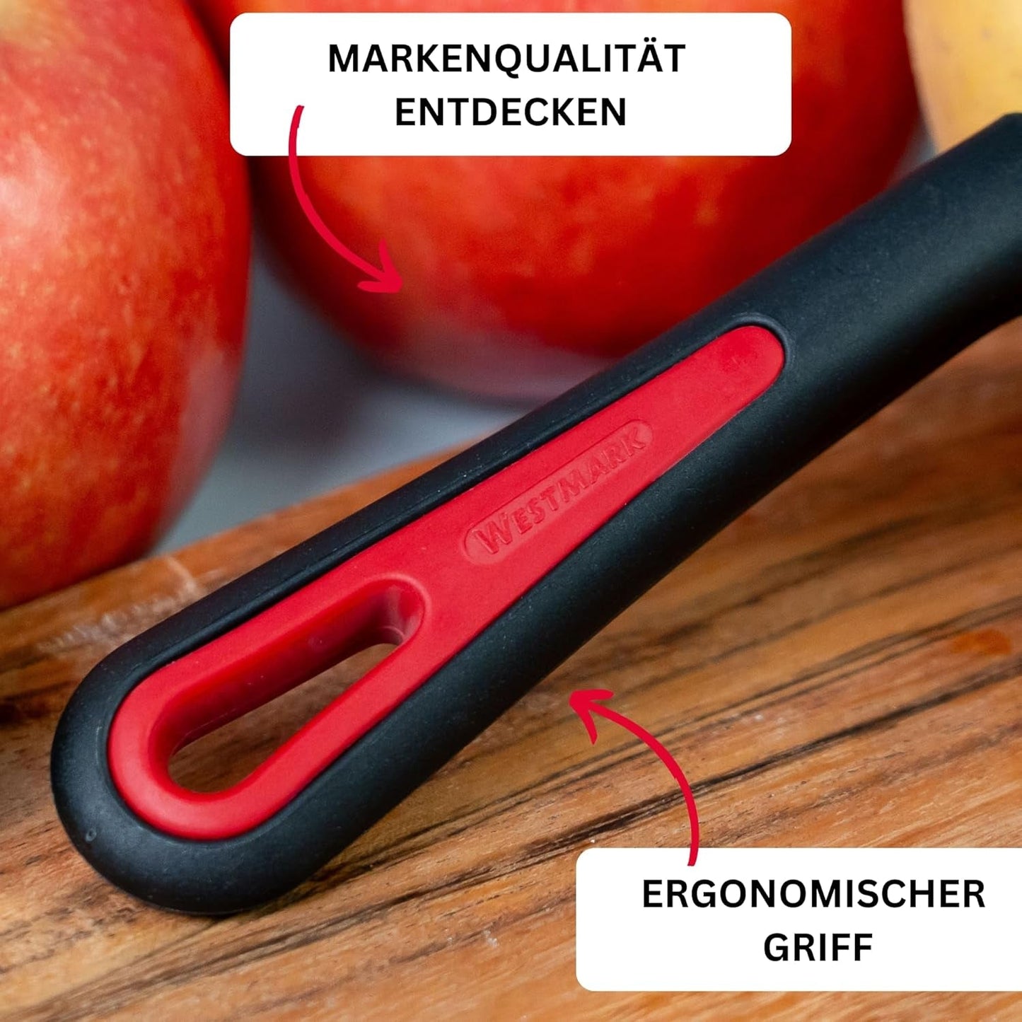Westmark 29092270 Sparschäler Gallant, Pp/Tpe/Edelstahl, Schwarz / Rot, 16,5 X 3,7 X 2 Cm Skalare Naty Shop