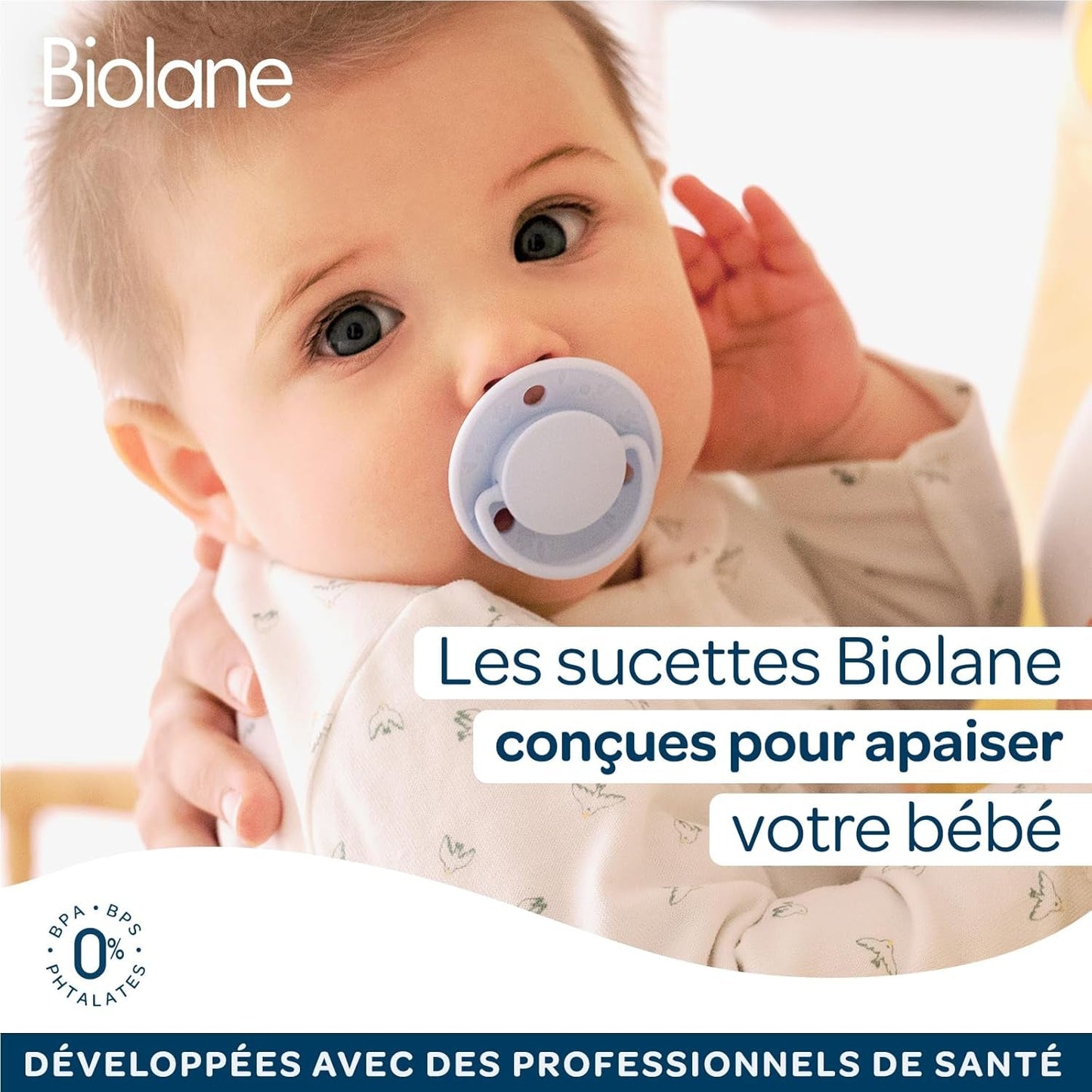 BIOLANE - Rund napp - Extra tunn napp - 6+ månader - Bicolor green - Naturgummi napp - För oral utveckling - Mjuk och bekväm