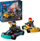 LEGO City Go-Karts med förare, 2 minifigurer förare och racerbilar, billeksak för 5 år gamla pojkar och flickor, rolig present för barn 60400 Byggset Besuche den LEGO-Store Single