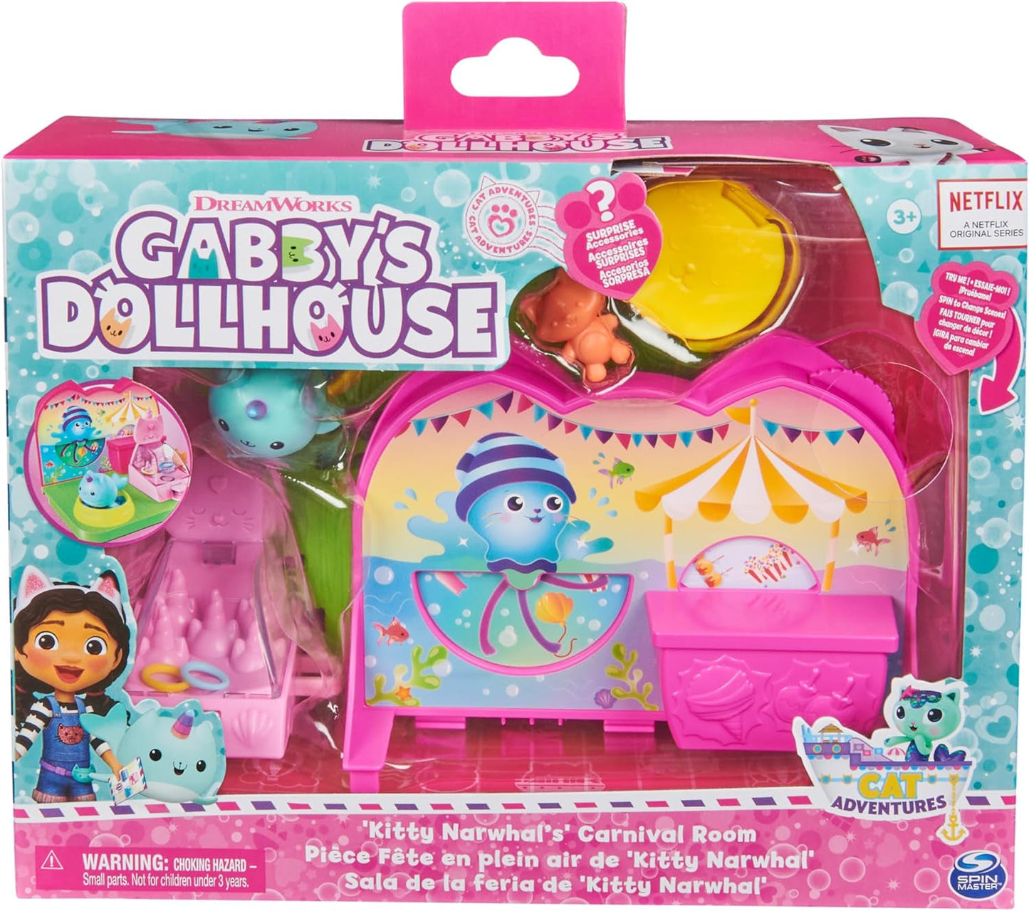 DREAMWORKS GABBY'S DOLLS HOUSE - Deluxe Room Playset, Kitty Narwhale Party Room, temamöbler och tillbehör, åldrar 3+