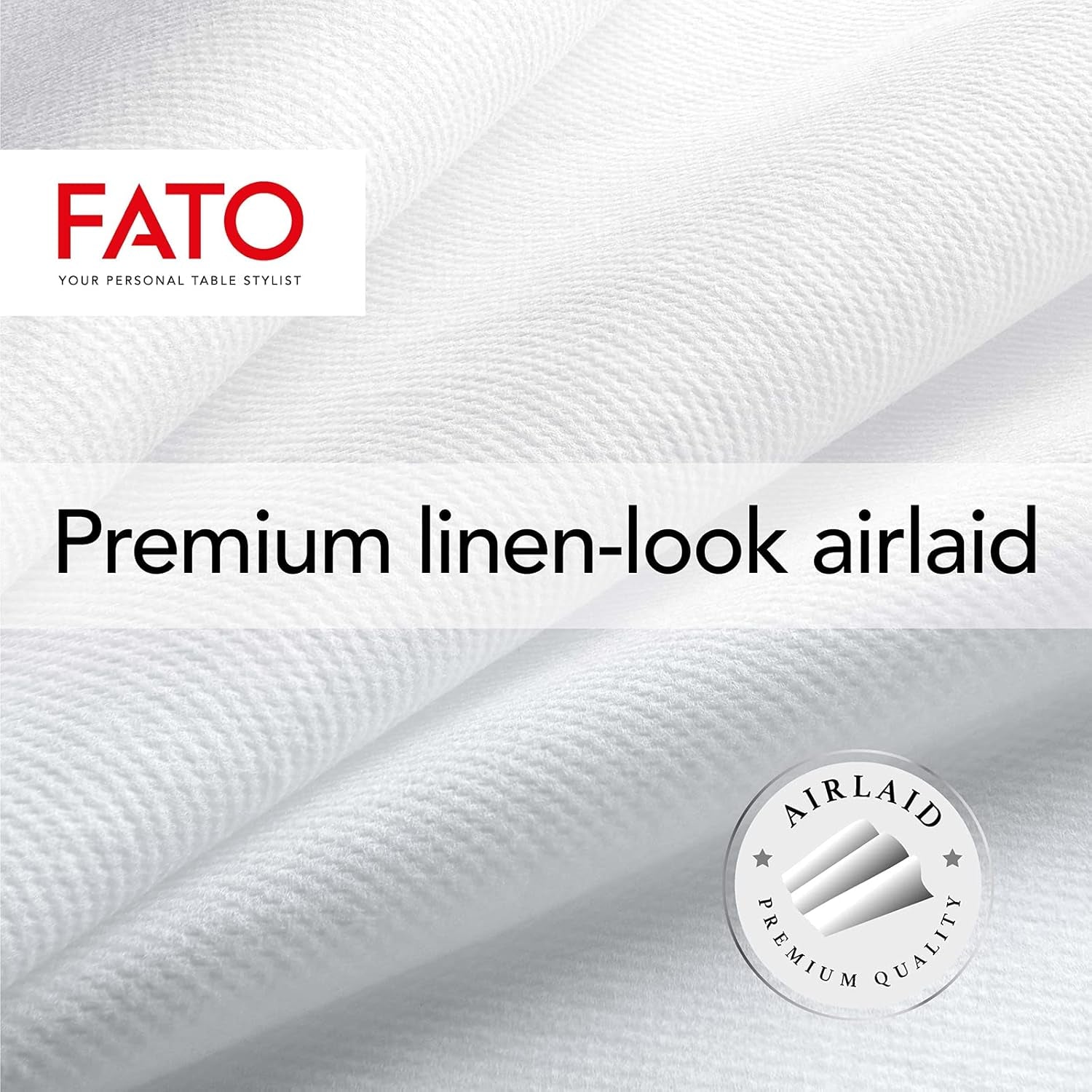 Fato - torra pappersservetter, luftlagda, tygeffekt, paket med 50 servetter, storlek 40X40 vikta i 4, färg svart