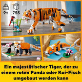 LEGO 31129 Creator Majestic Tiger, Panda eller Fish 3-i-1 djurfigursset leksak för barn Pojkar och flickor Byggset för djurbyggande leksak Besuche den LEGO-Store