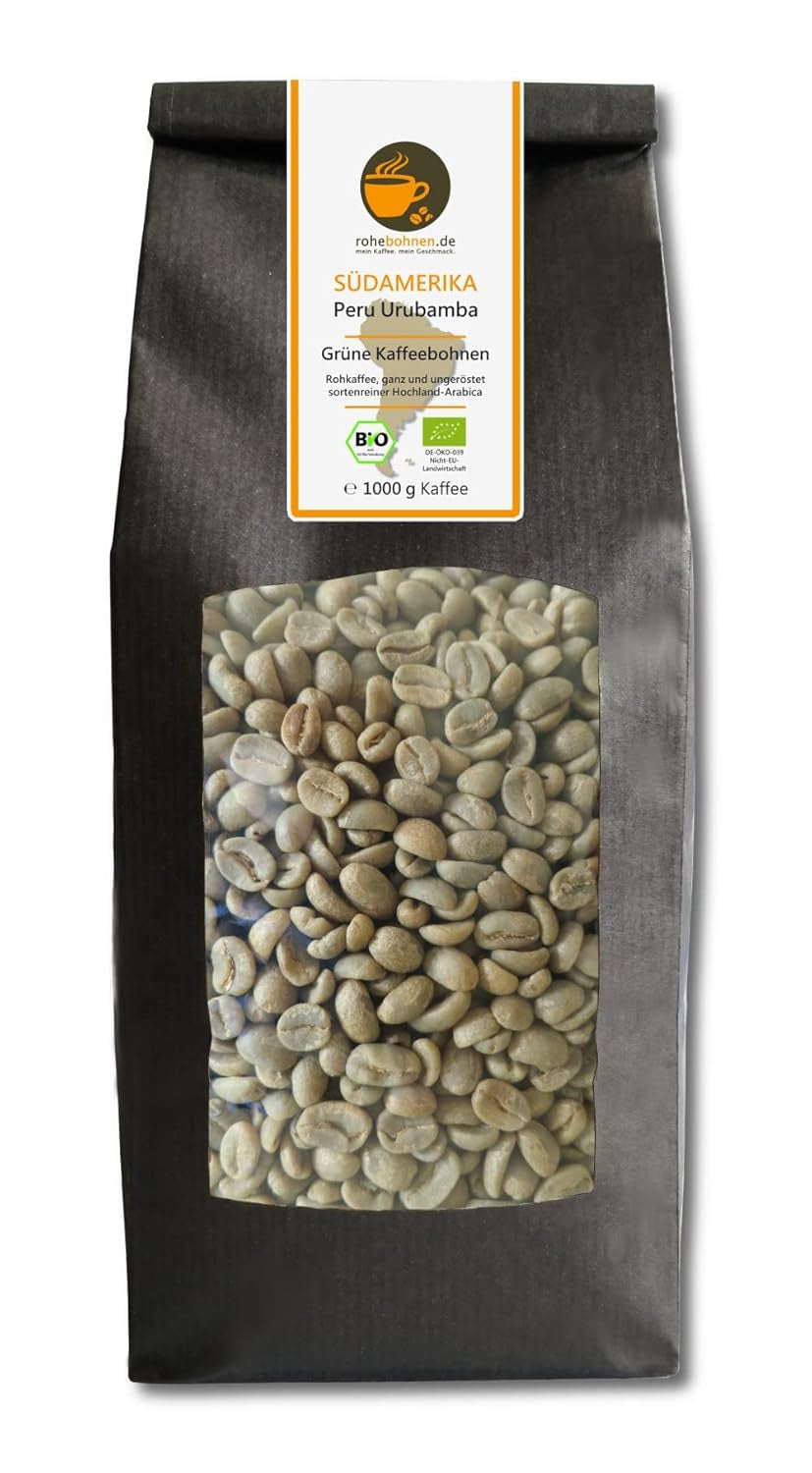 Ekologiskt råkaffe - Peru Urubamba grönt kaffe (gröna kaffebönor 1000g) - GMP-certifierat