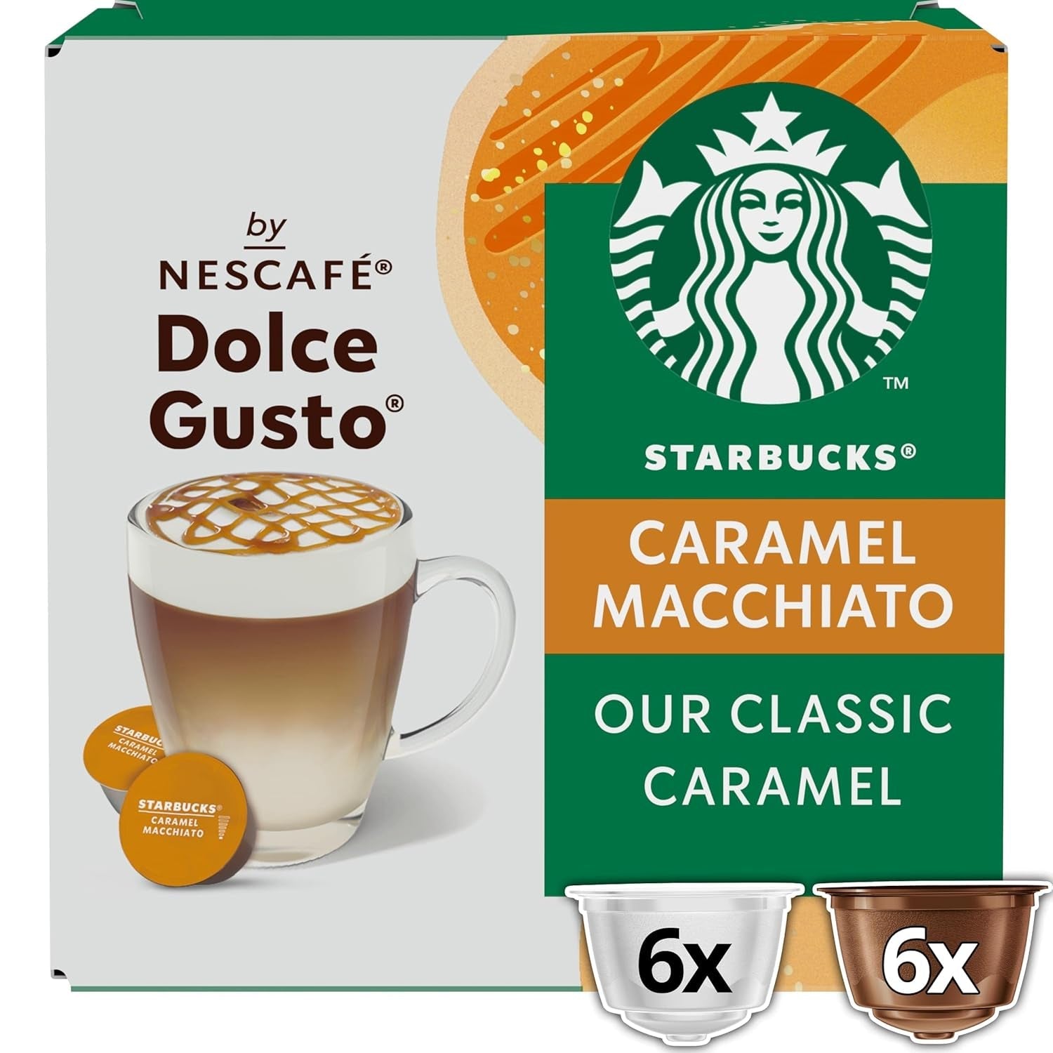 STARBUCKS Caramel Macchiato av Nescafé Dolce Gusto Kaffeekapseln 6 x 12 (72 Kapseln)