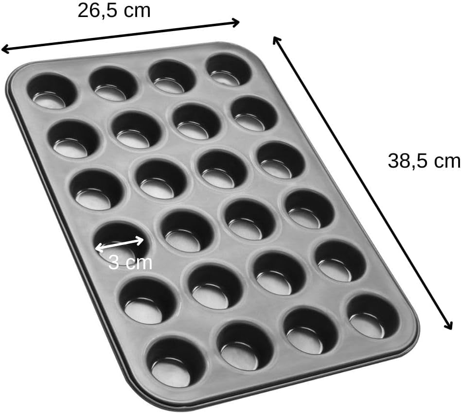 Zenker 6541 Black Metallic 24Er Mini-Muffinform – Antihaftbeschichte Für Perfekte Mini-Muffins, Ø 4,5 Cm, ​​tillverkad i Tyskland Formar och bakplåtar Naty Shop