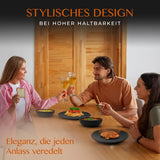 12-delat servisset i stengods - Prairie Line - Elegant design i bruna/svarta toner, set med 4 middagstallrikar, 4 desserttallrikar och 4 middagstallrikar/premiumkollektion