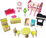 Bino World of Toys Dockhus med balkong, Leksak för småbarn från 3 år, med 3 våningar, trappor, 4 rum och balkong inkl. 15-TLG. Tillbehör, För att främja barns färdigheter, Rosa design Naty Shop dockskåp