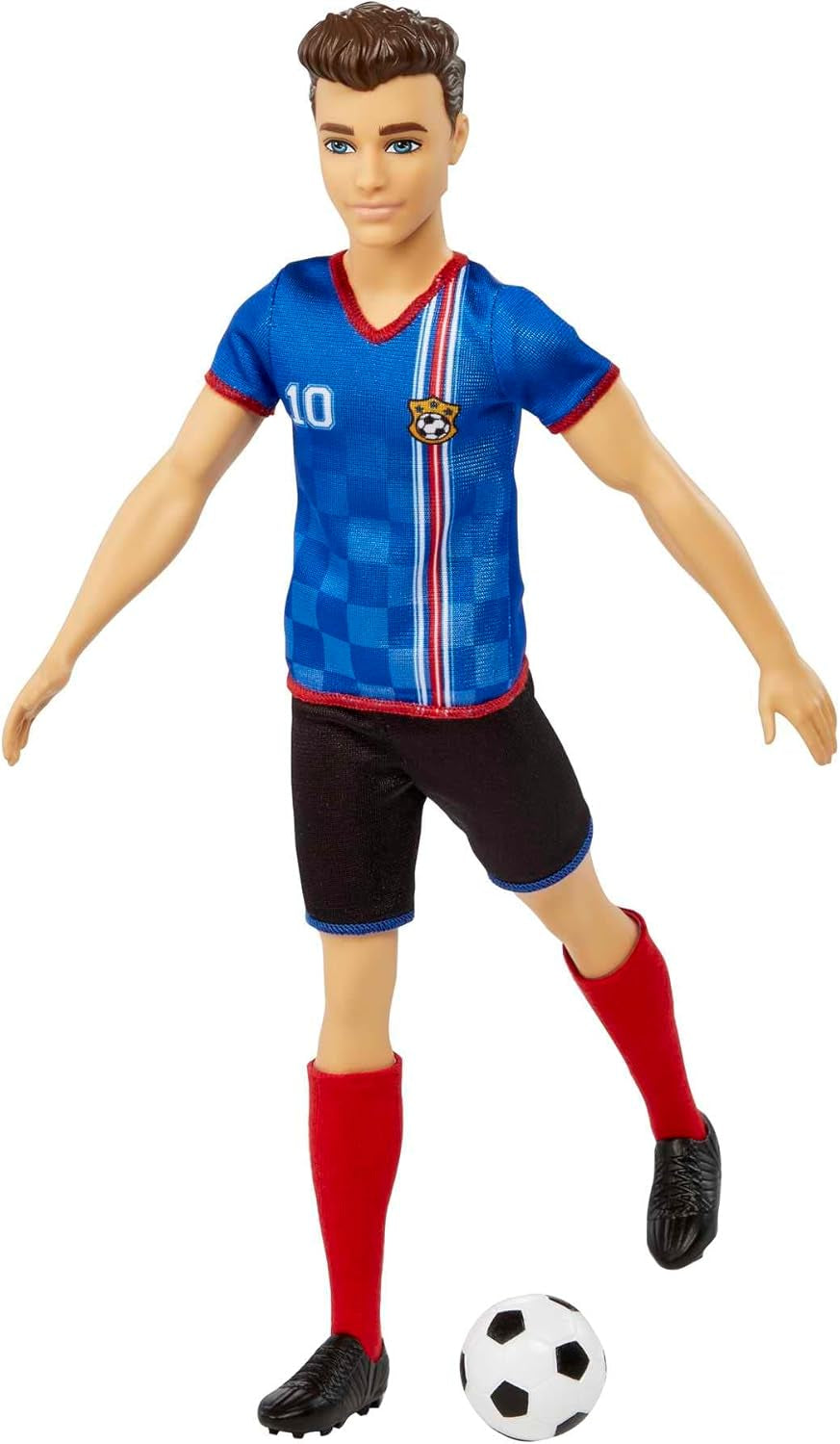 Barbie You Can Be Anything Series Ken Doll Fotbollsspelare Brunt Hår Ken Doll Blå T-shirt Fotboll 1X Ken Fotbollsspelare Doll Barnpresent 3 år gamla leksaker Hcn15 Naty Shop Dolls