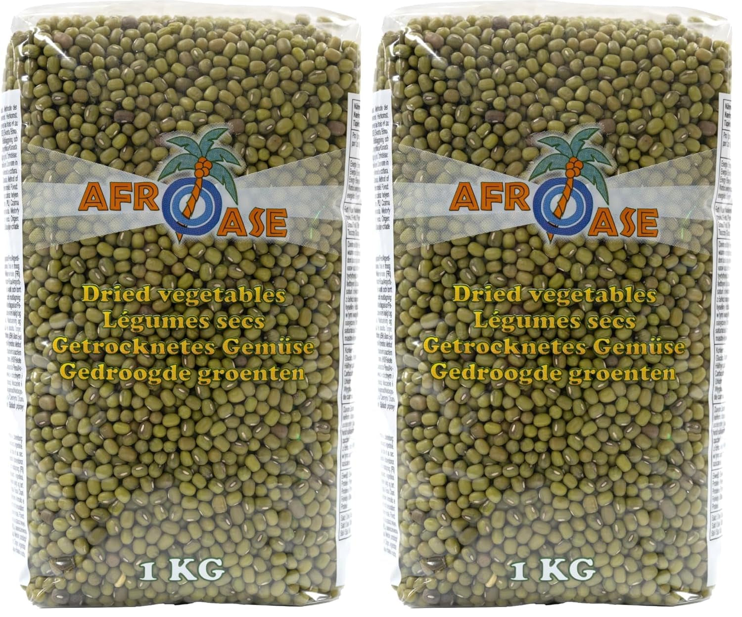 AFROASE - Mung gröna bönor - 1 x 1 kg (förpackning med 2)
