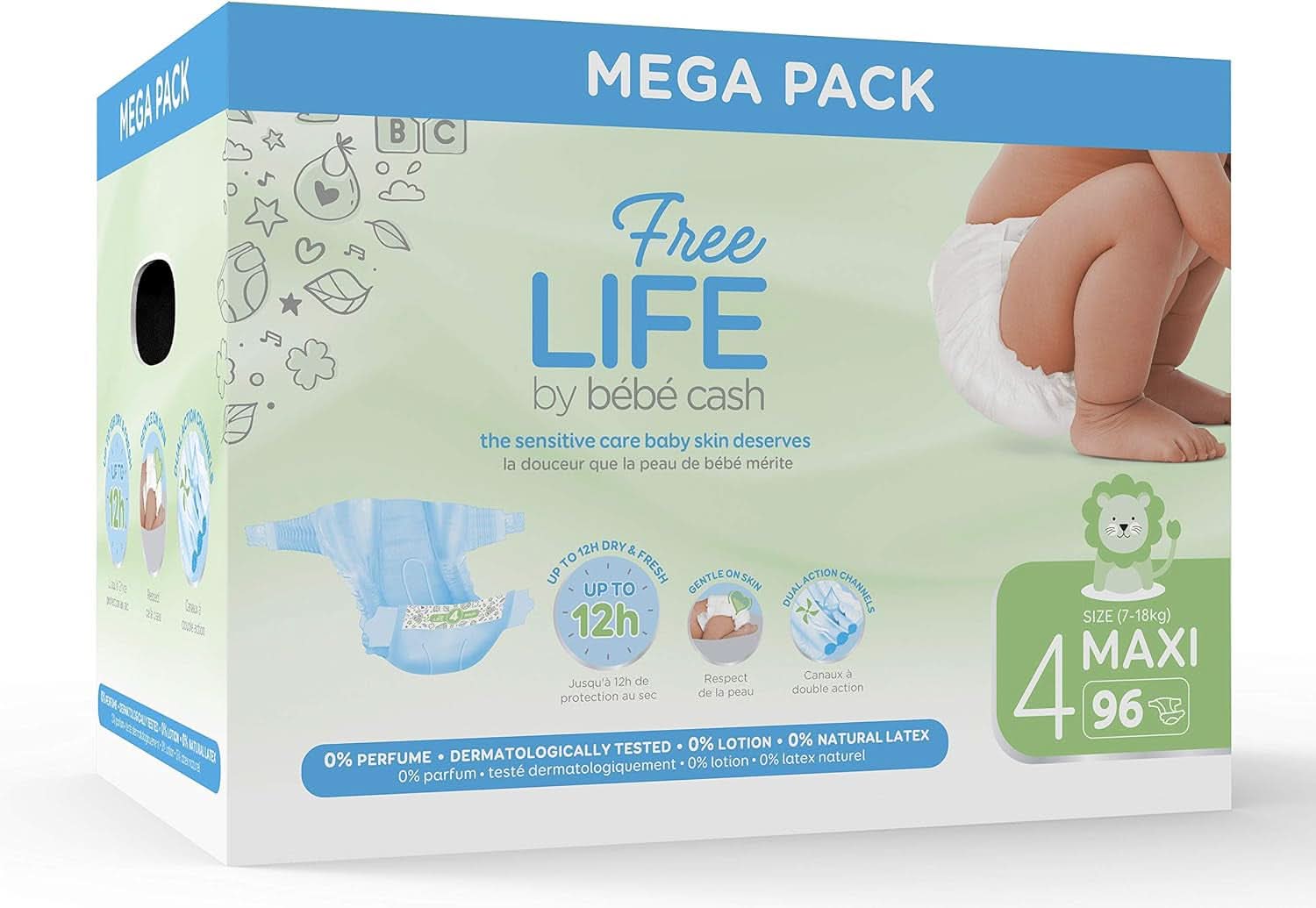 Freelife Baby Cash Diaper, Größe 6 (18 Kg Und +), 1 X 35 = 35 Diaper Naty Shop Taille 4 (Lot Of 96)