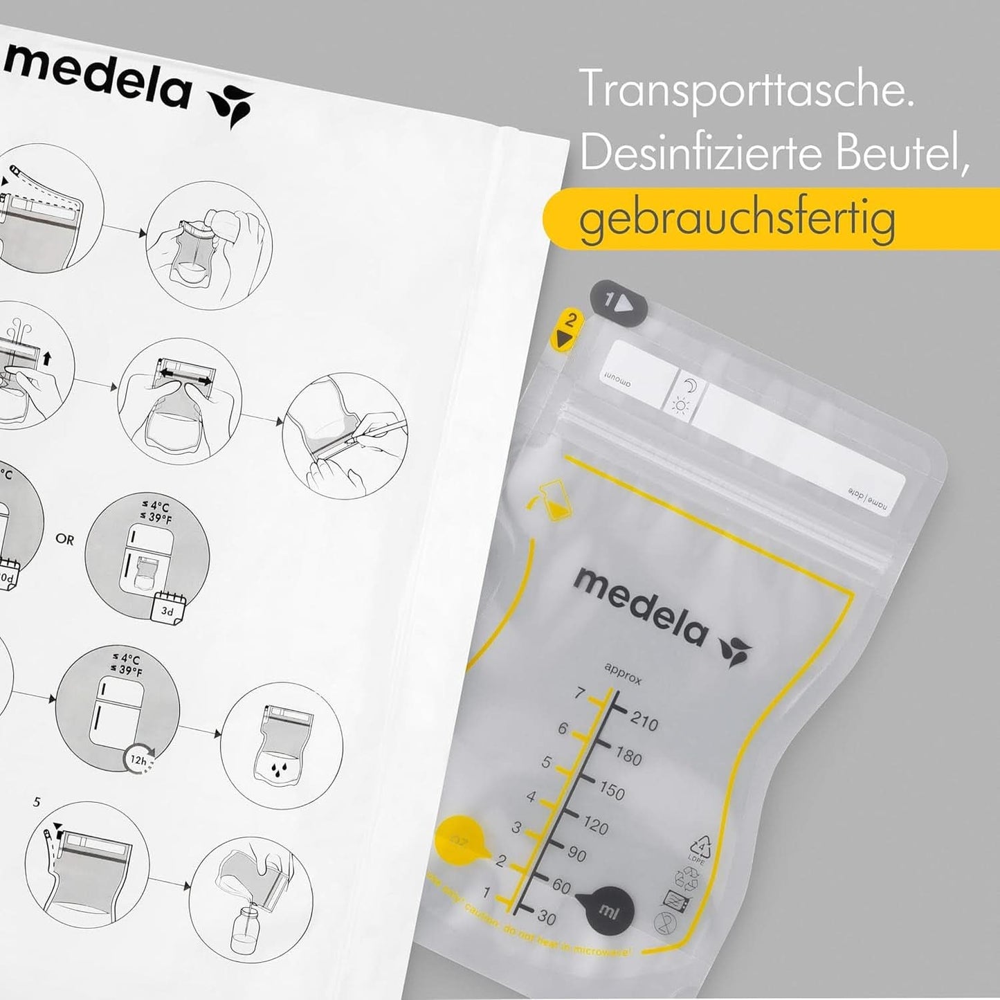 Medela Easy Pour Muttermilchbeutel Zum Einfachen Ausgießen, 100 Stück, 210 Ml, Auslaufsichere Einweg-Muttermilchbeutel Mit Überlaufschutz, Stillhelfer Tillbehör Barnmat och amning Naty Shop