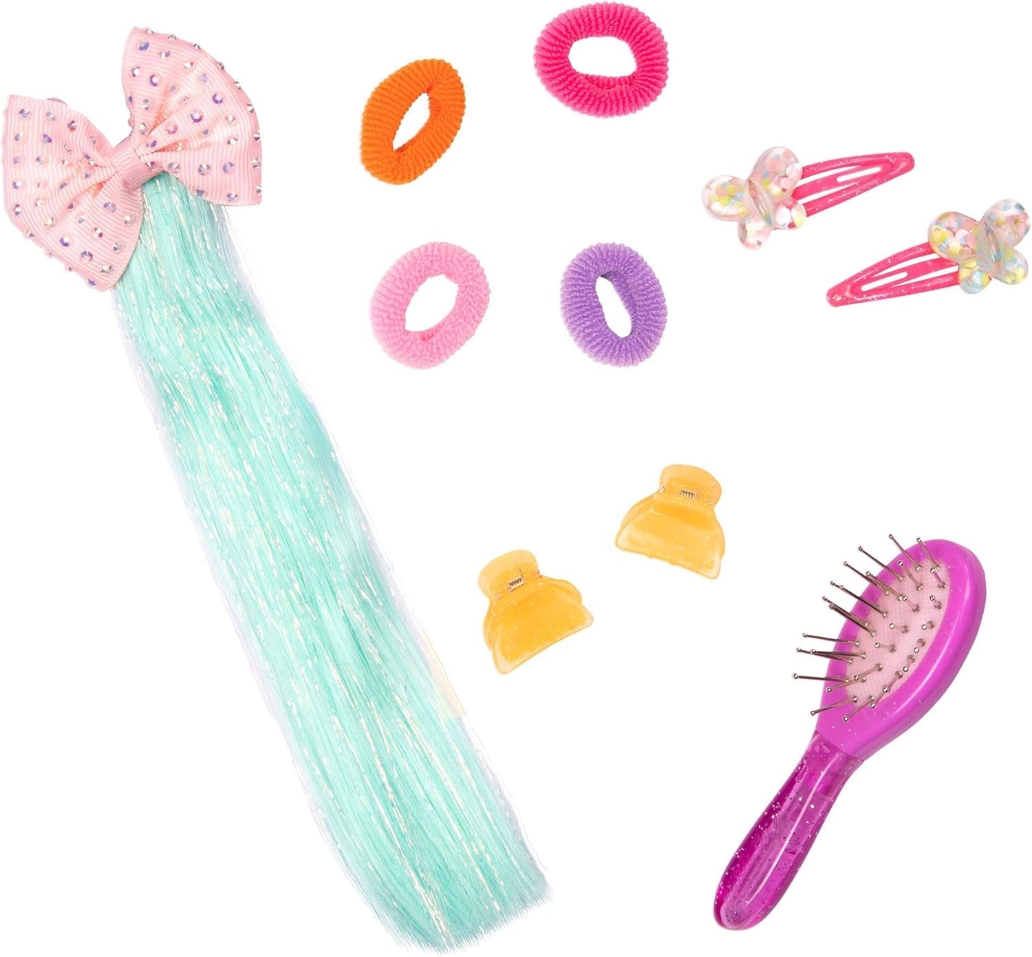 Glitter Girls - Luma - 36 cm ledad docka - Unikt lila hår och lila ögon - Hårförlängningar, rosett, clips och färgglad outfit - 3 år +