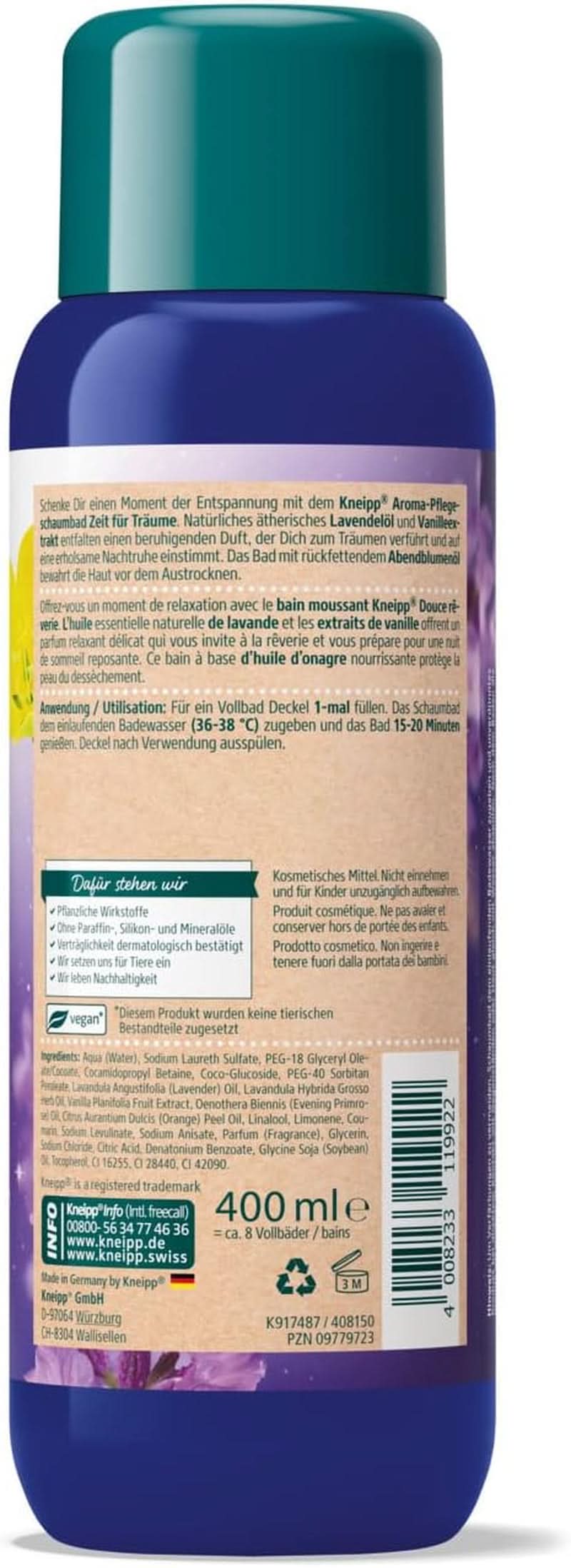 Kneipp Aroma, badtillsats, lavendel och vanilj, 400 ml Dusch och bad Naty Shop