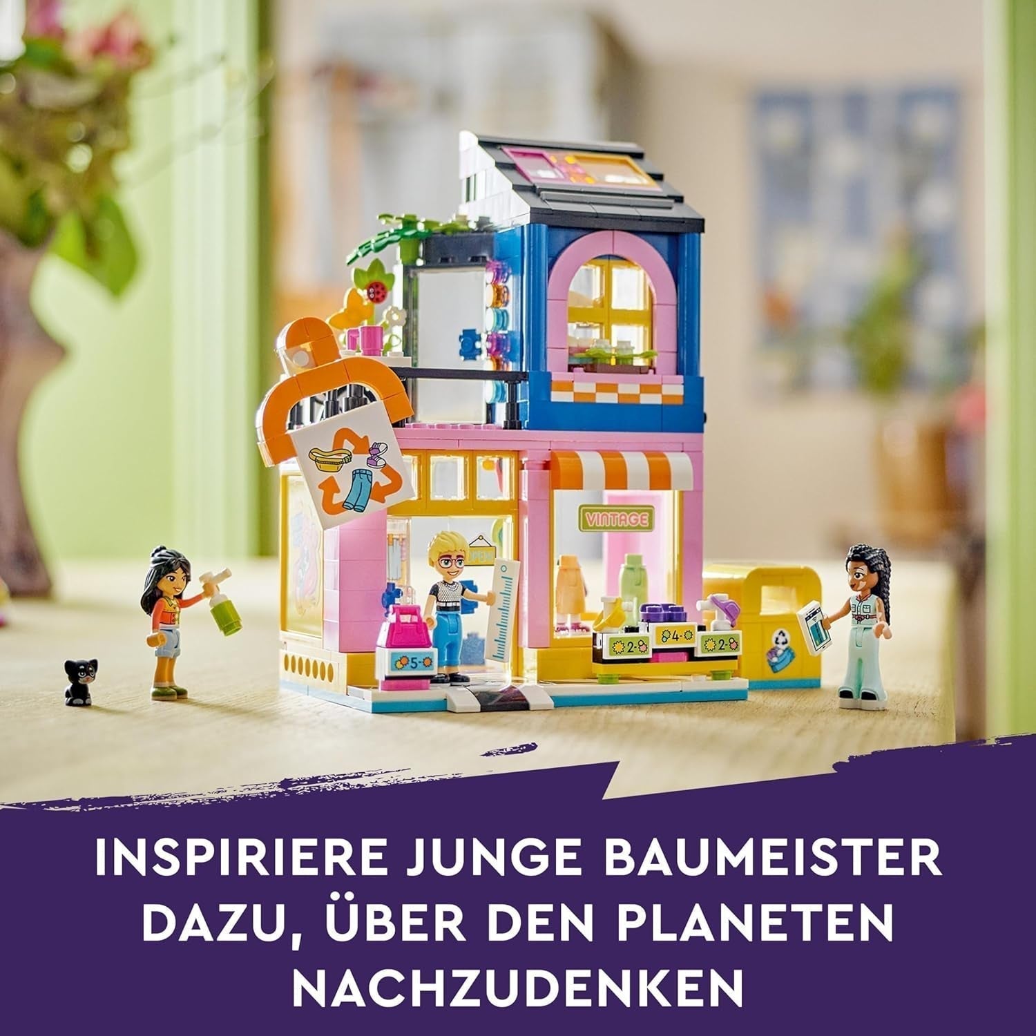 LEGO Friends Vintage Fashion Store Byggset för barn med leksaksaffär, figurer och katt, förebild för socio-emotionell utveckling, present till 6-åriga flickor och pojkar 42614 Byggset Besuche den LEGO-Store