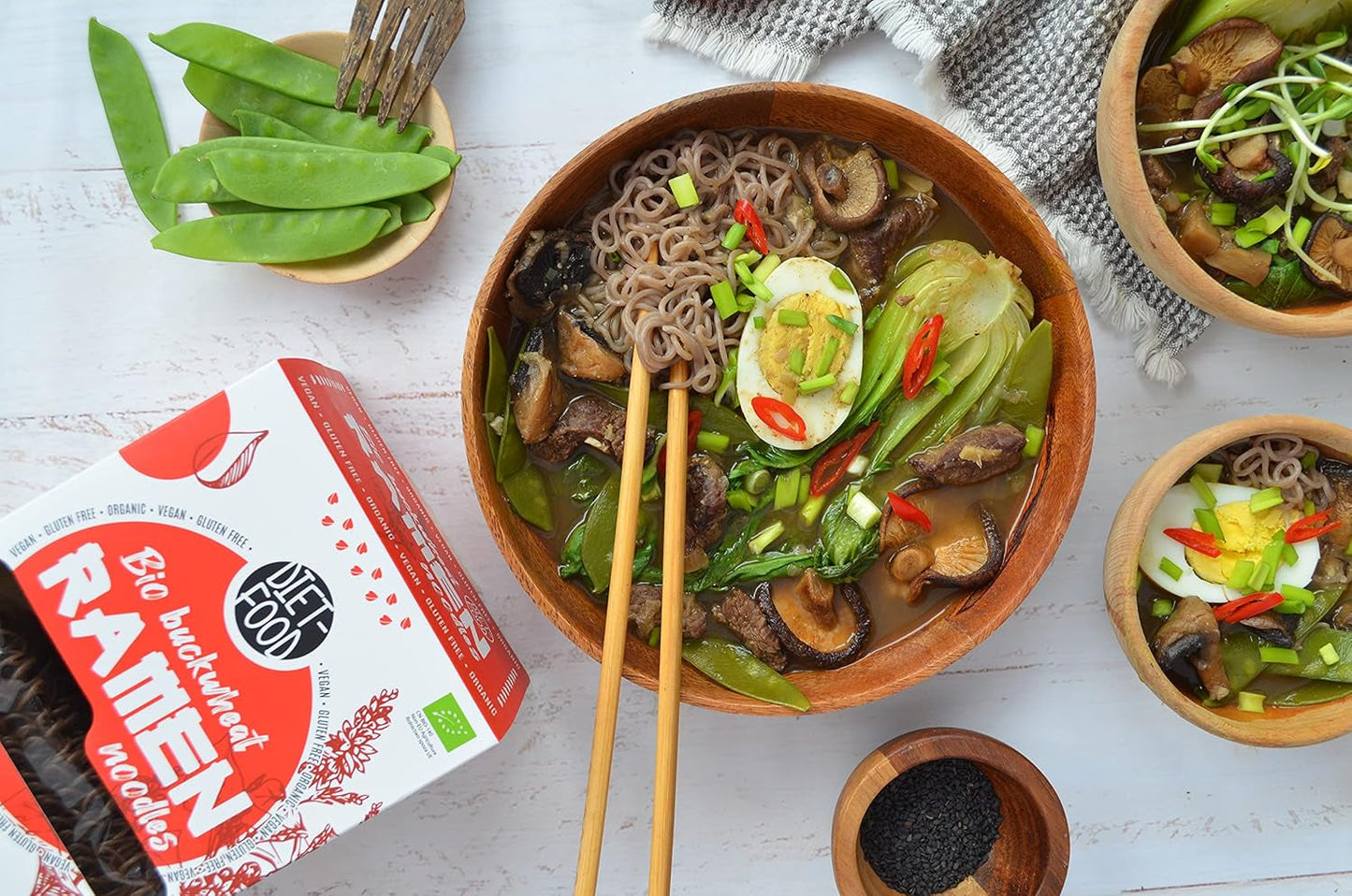 DIETMAT Ekologiska bovete Ramen nudlar, vegetarisk och vegansk mat, fettfri, sojafri, glutenfri, vattenlösliga dietnudlar, lågkalori, 280 g