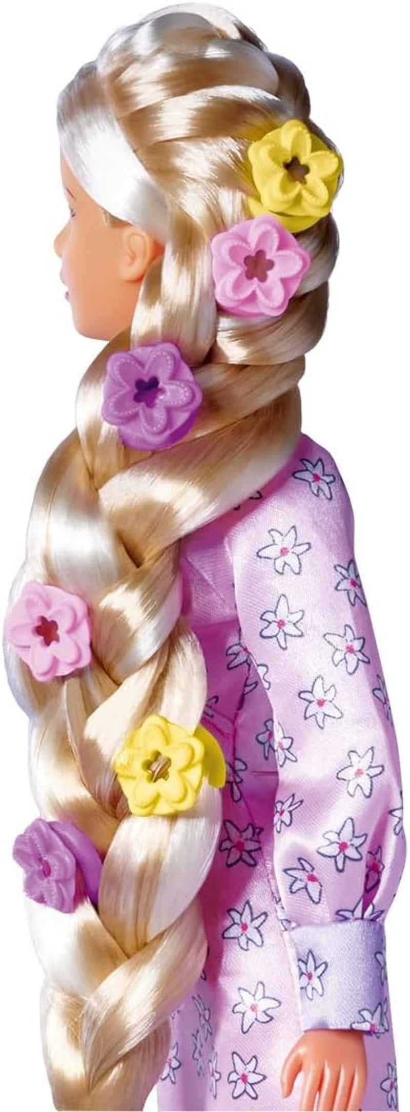 Simba 105733640 - Steffi Love Flower Hair, docka med extra långt hår, innehåller 6 klämmor, flättillbehör och kam, 29 cm, 3+ år