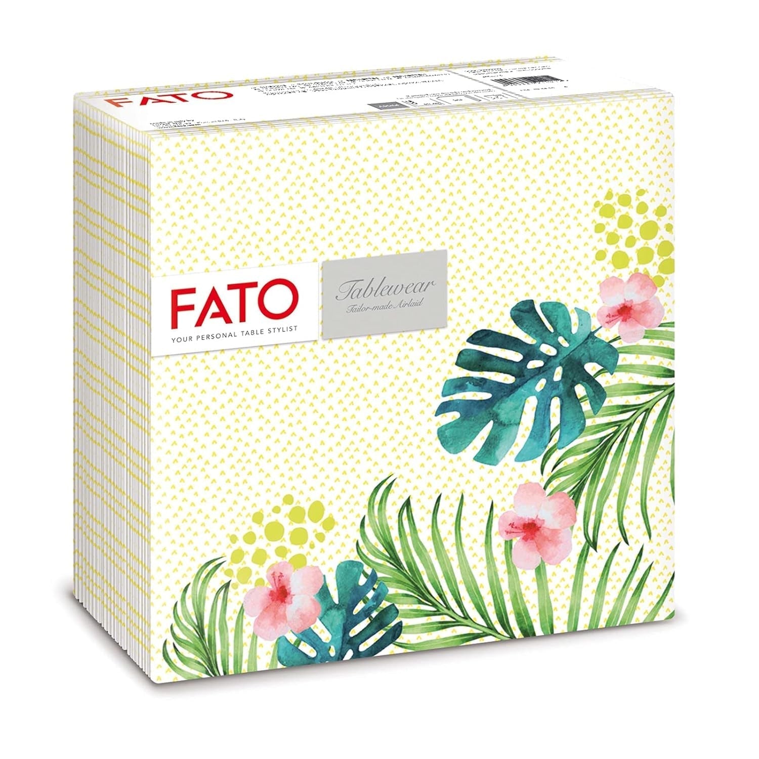 Fato - Torra pappersservetter, airlaid, textileffekt, paket med 50 servetter, 40X40 vikta i 4-format, Tropicana Decor