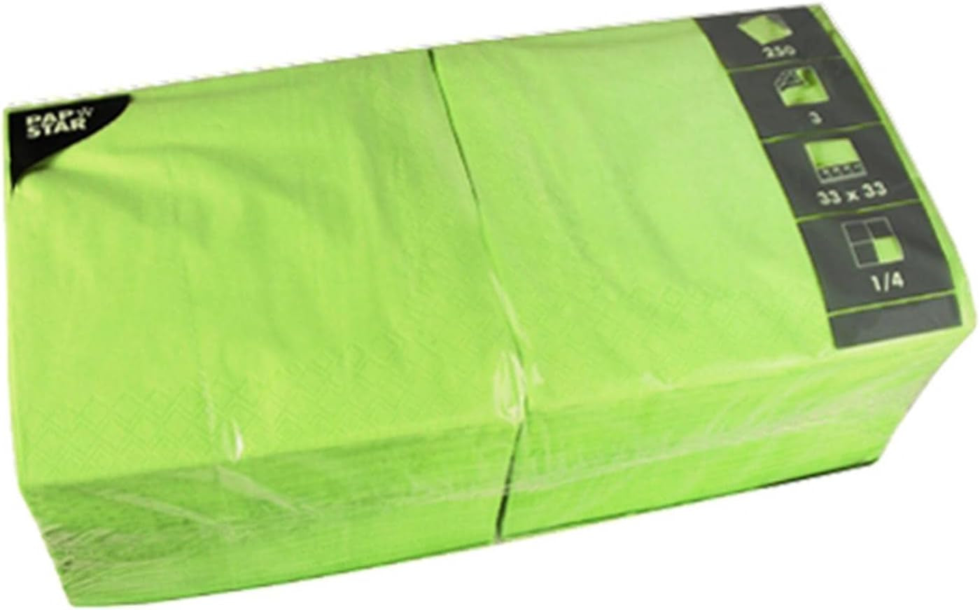 250 servetter, 3 lager 1/4-faldig 33 Cm X 33 Cm äppelgrön