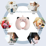 Nackkudde Barn Nackkudde för Flygplan Bil Tåg Resor Vuxen Memory Foam Resekudde Söt djurmönster U-form Kudde Avtagbart överdrag (Pink2) Cervikala ortopediska kuddar Naty Shop
