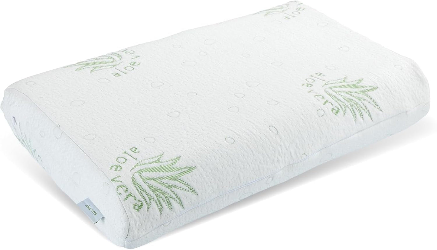 Maximex Visco nackstödskudde, andningsbar stödkudde med ergonomisk skumfyllning, höjd- och höjdjusterbar nackstödskudde för en vilsam sömn, med Aloe Vera Naty Shop Standardkuddar Standardtitel