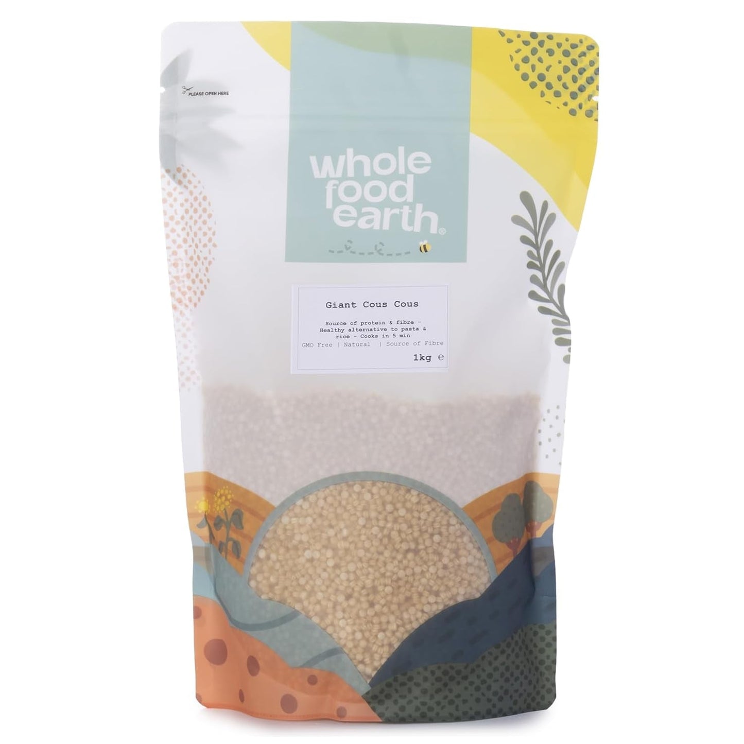 Wholefood Jord jätte couscous 1kg | Icke-GMO | Naturligt | Källa till fiber