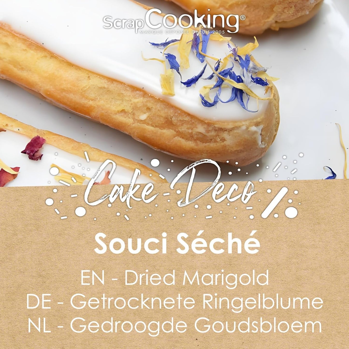 ScrapCooking - Torkade ringblommor 3,5 g - Ätliga blommor - Matdekorationer för bakning - För efterrätter, kakor, tårtor, muffins - Jul, vår, födelsedag - Gyllene gul - 7471