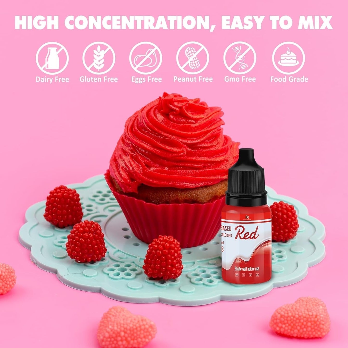 Fettlöslig choklad matfärgning - 12 färger oljebaserad matfärg för fondant, tårtdekorering, bakning - flytande matfärg för kakaosmör, smörkräm, kakor - 10 ml styck