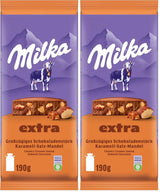 Milka Extra Caramel Salt Mandel - Alpin mjölkchoklad med bitar av kola, mandel och en nypa salt - 190g