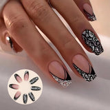 Konstgjorda naglar Naturligt Glitter Kort Press På Akryl Självhäftande Glitternaglar För Kvinnor Flickor Nail Art Accessoarer 48st