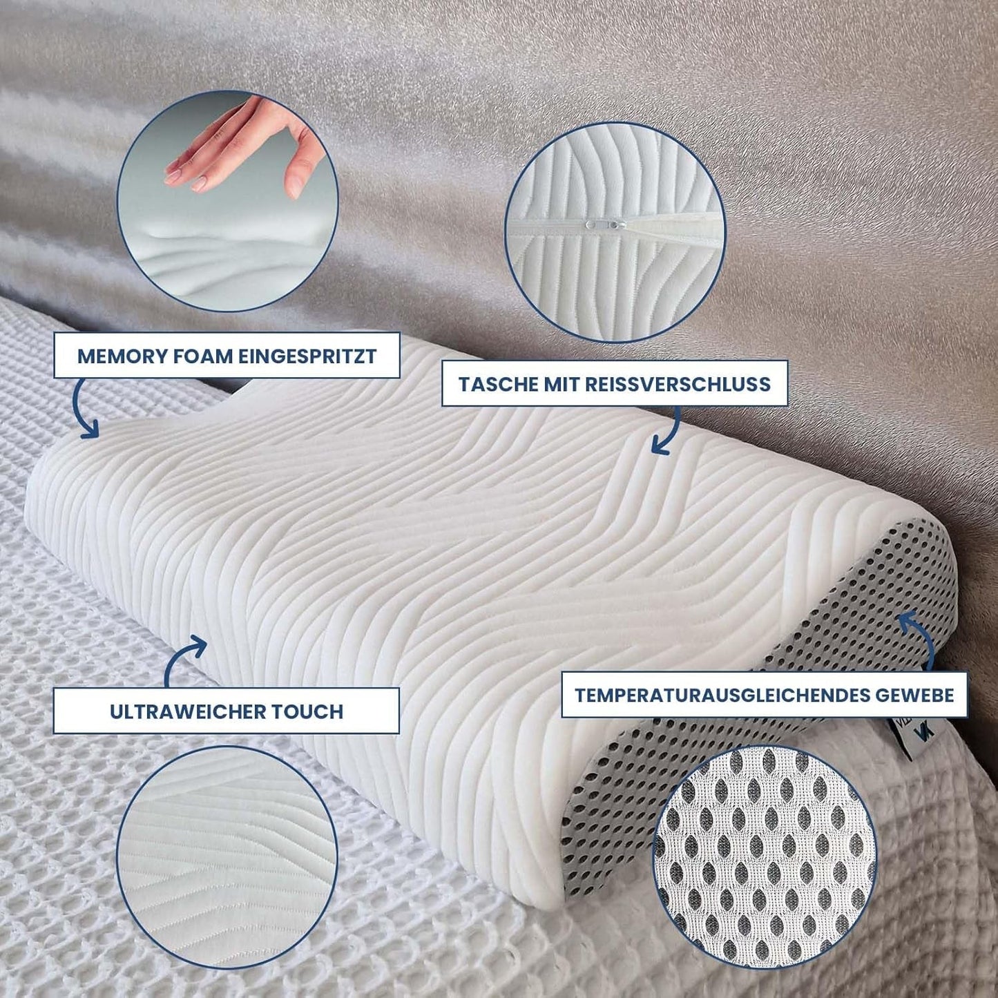 Valentia Medical Memory Foam Nackstödskudde Ortopedisk Nacksmärtskudde Memory Foam Nackkudde Ultra Mjukt Tvättbart överdrag Cervikala Ortopediska Kuddar Naty Shop