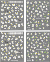 5D-präglade vita prästkragar Nagelklistermärken Blommor Nagelklistermärken Blommor Självhäftande folieklistermärken Nagelkonstklistermärken Tusenskönor Nageldekoration Tillbehör Blomdesignklistermärken Nagelkonst