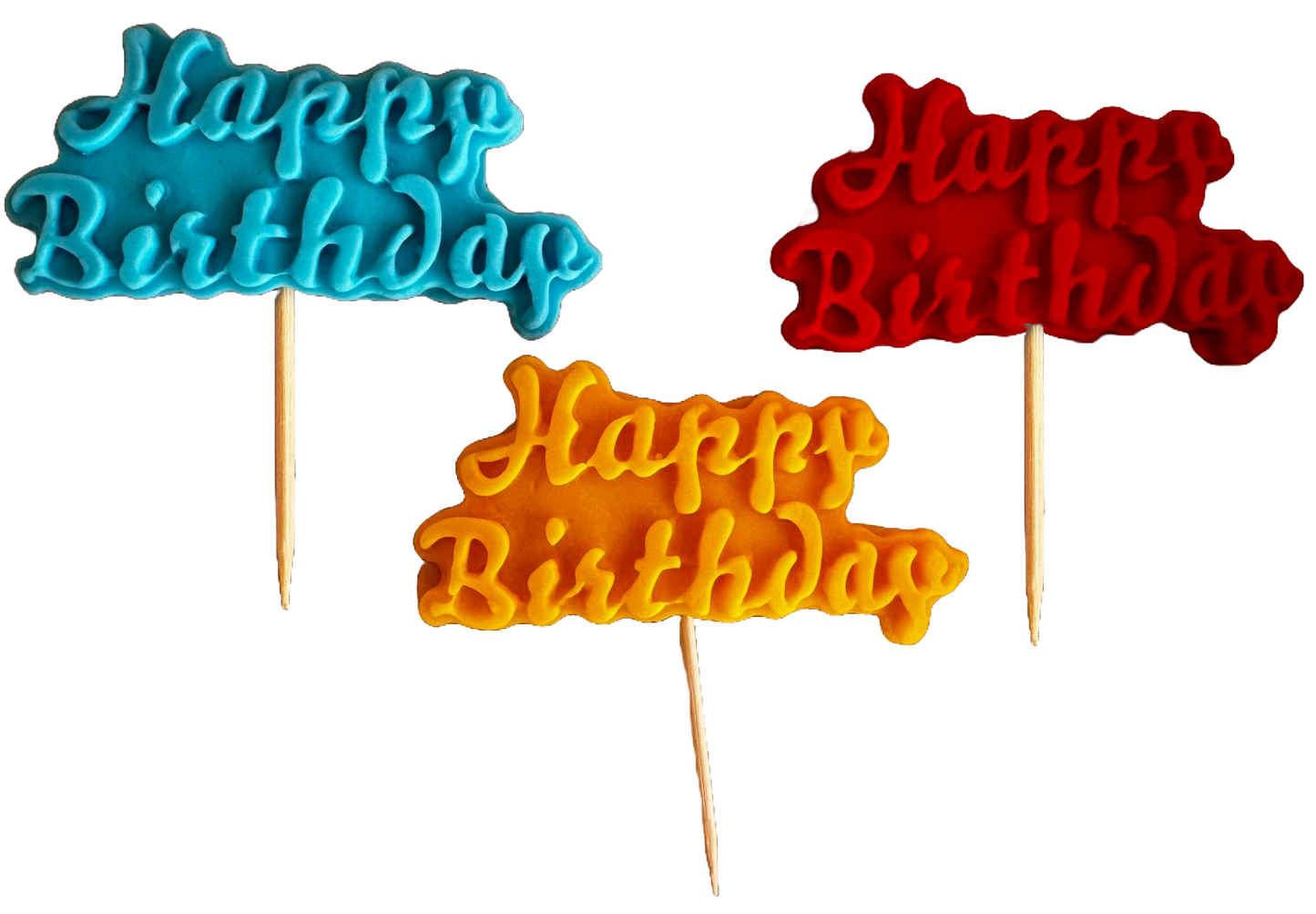 Set med 3 ätbara sockerpastadekorationer, Grattis på födelsedagen Sockerpastadekorationer Naty Shop