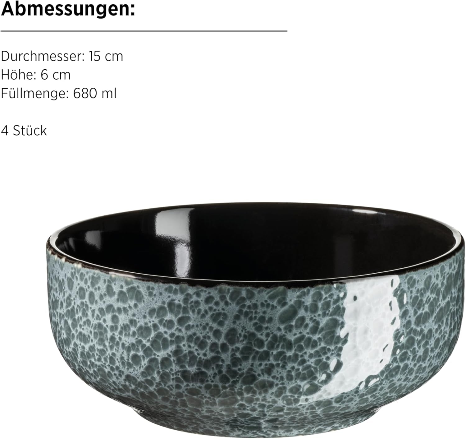 MÄSER 934110 Filippa-serien, keramiskt servisset för 4 personer, modernt servisset kombinerat med 16 delar; Tallrikar, skålar och koppar med reaktiv glasyr i grönt och svart, kakel, grönt
