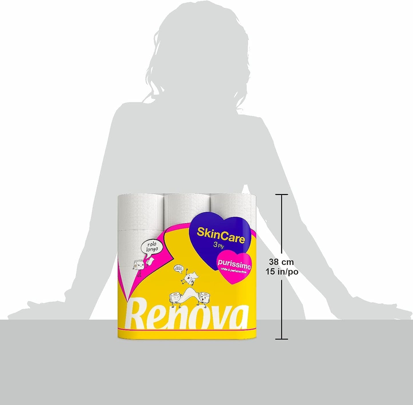 Renova Skincare Purissimo toalettpapper, 12 rullar, vitt