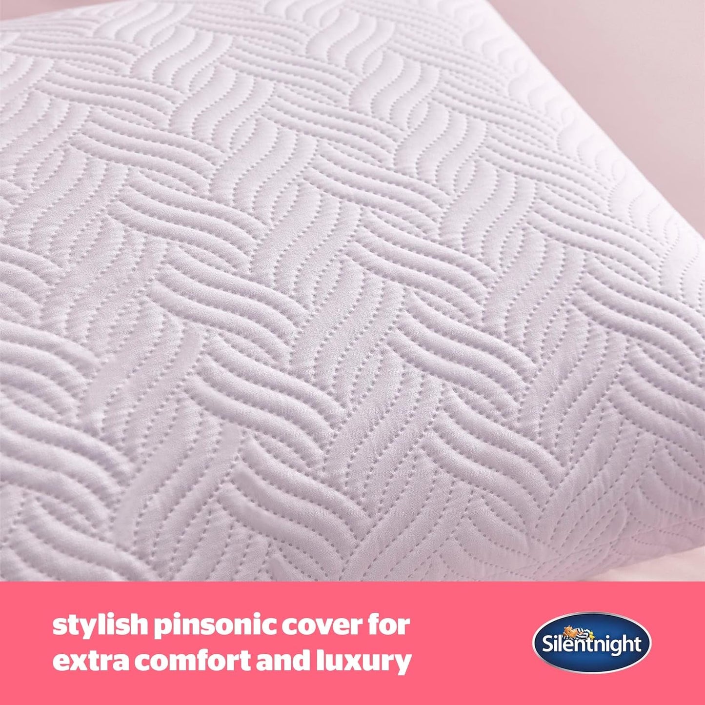 Silentnight Ultimate Kudde - Mjuk och stödjande sängkudde med Pinsonic Soft Touch Lyxigt vadderat överdrag, maskintvättbar och allergivänlig för rygg- och sidoslipare, 1 st Naty Shop standardkuddar