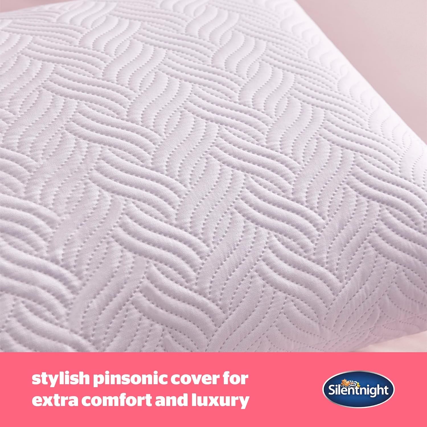 Silentnight Ultimate Kudde - Mjuk och stödjande sängkudde med Pinsonic Soft Touch Lyxigt vadderat överdrag, maskintvättbar och allergivänlig för rygg- och sidoslipare, 1 st Naty Shop standardkuddar