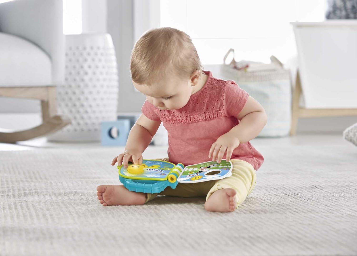 Fisher-Price Musical Animal Friends Songbook | Babyleksak från 6 månader, 1 år för flickor och pojkar | Barnleksak | Musikbok med ljud och ljuseffekter | Pedagogisk leksak (tyska), GFP29 Jucarii Bebe Naty Shop
