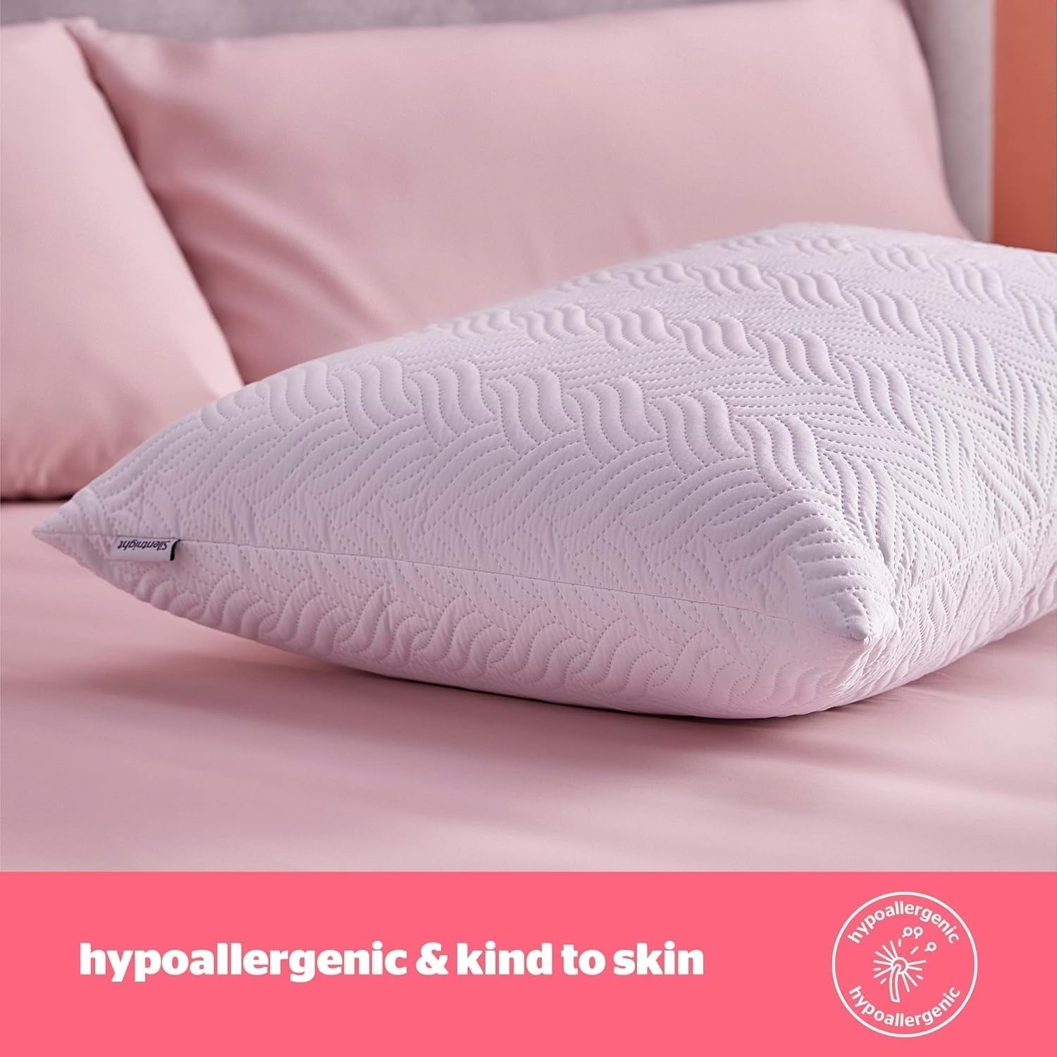 Silentnight Ultimate Kudde - Mjuk och stödjande sängkudde med Pinsonic Soft Touch Lyxigt vadderat överdrag, maskintvättbar och allergivänlig för rygg- och sidoslipare, 1 st Naty Shop standardkuddar