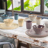 Moritz & Moritz COPA 16-tlg Geschirrset 4 Personen - Elegantes Teller Set från hohrstandigem Steinzeug - Geschirr Set 4 Personen från je 4x Dinnerteller, Dessertteller, Müslischale & Kaffeebecher