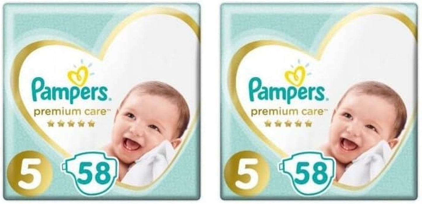 Pampers blöjor storlek 5 (11-16 kg), premium care blöjor, 58 st, optimal komfort och skydd för känslig hud från Pampers