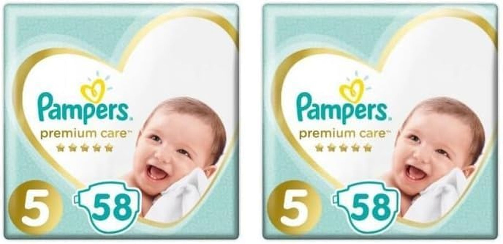 Pampers blöjor storlek 5 (11-16 kg), premium care blöjor, 58 st, optimal komfort och skydd för känslig hud från Pampers