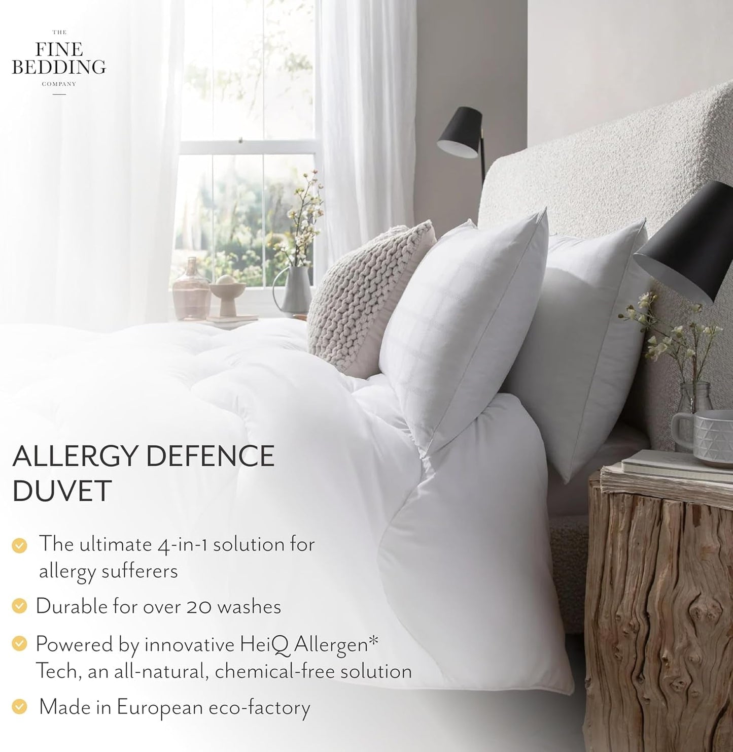 Allergy Defense Duvet, 4,5 Tog, tillverkat av återvunnet material, anti-allergiframkallande och hypoallergena, Super King Size-säng Täcken och täcken Naty Shop