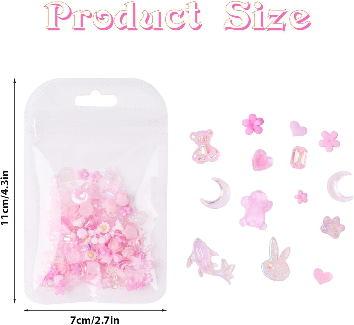 100 st Bow Nail Charms Y2K 3D Resin Camellia Flower Nail Charms Kawaii Rhinestones Nail Art dekorationer, mönster, DIY Craft Accessories (Rosa)