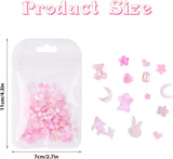 100 st Bow Nail Charms Y2K 3D Resin Camellia Flower Nail Charms Kawaii Rhinestones Nail Art dekorationer, mönster, DIY Craft Accessories (Rosa)